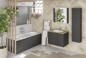 Colonne salle de bain de rangement couleur bois chêne - Baltik